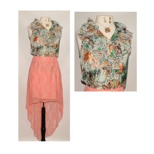 Flower Print‎ XS Ruffle Blouse 2226